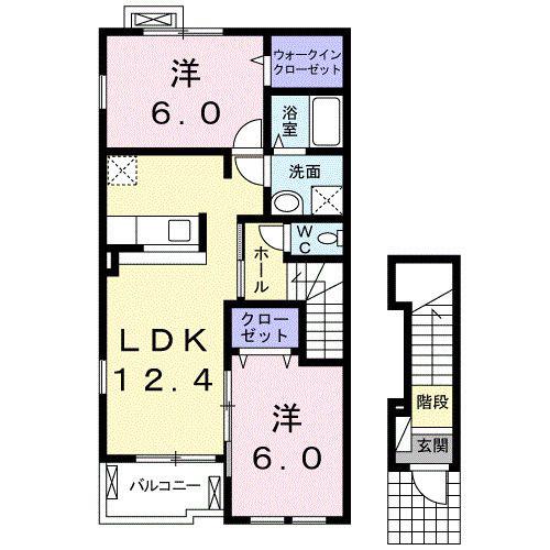 サンライズ パレス(2LDK/2階)の間取り写真