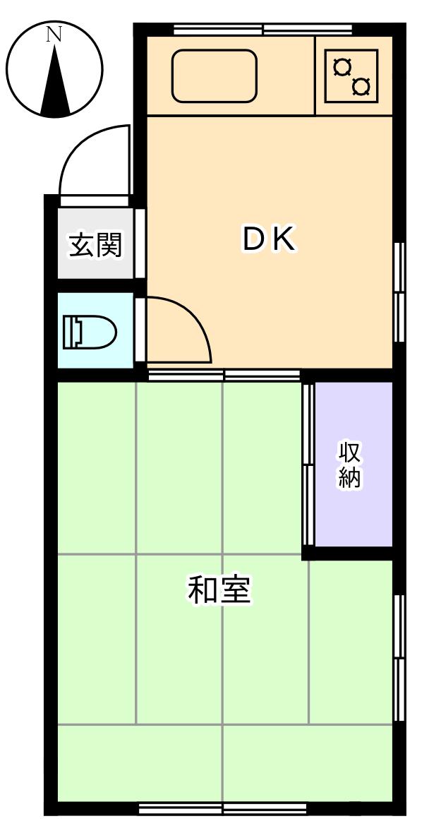 NKビル(1K/2階)の間取り写真
