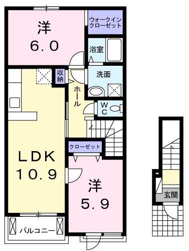 メゾン・アクアK(2LDK/2階)の間取り写真