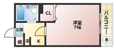 エスティライフ喜志駅前(1K/4階)の間取り写真