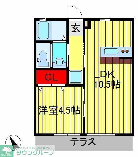 ブラックサンモール秋山(1LDK/1階)の間取り写真