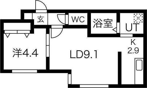 トライバルスペース発寒南(1LDK/3階)の間取り写真