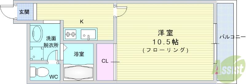 ナルディス池田(1K/3階)の間取り写真