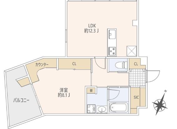 GRANDSTORY用賀II(1LDK/4階)の間取り写真