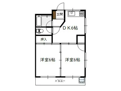 福富コーポ(2DK/2階)の間取り写真