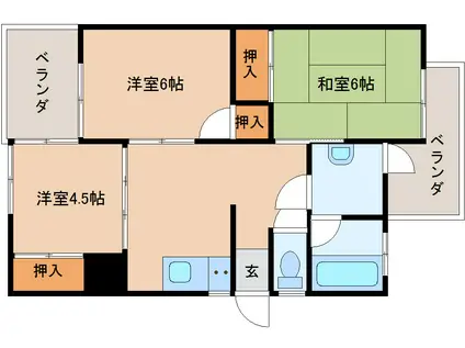 トマトハイツB(3DK/2階)の間取り写真
