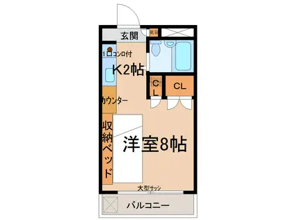 シャルマンワタリ(1K/1階)の間取り写真