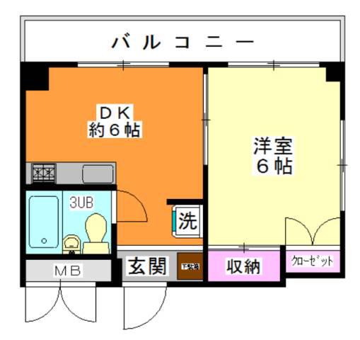 エルヴィス(1DK/2階)の間取り写真