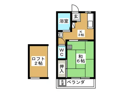 メゾン伊東(1K/2階)の間取り写真