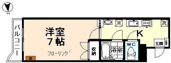 ジョイナス堀川(1K/2階)の間取り写真