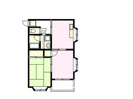 プラザわかみやI(2DK/2階)の間取り写真