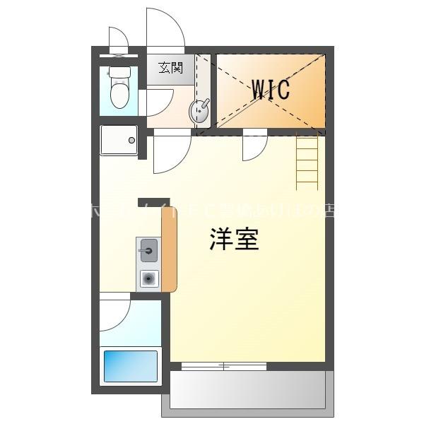 セザンヌ石巻(ワンルーム/1階)の間取り写真
