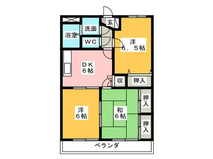 サンライズマンション(3DK/1階)の間取り写真