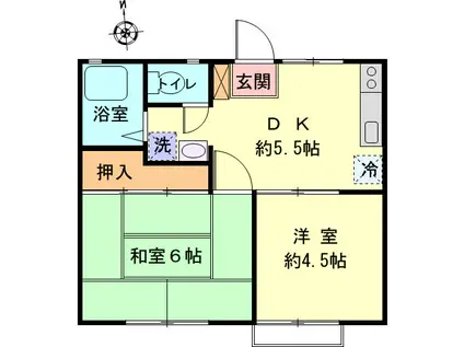 永島ハイツ(2DK/2階)の間取り写真