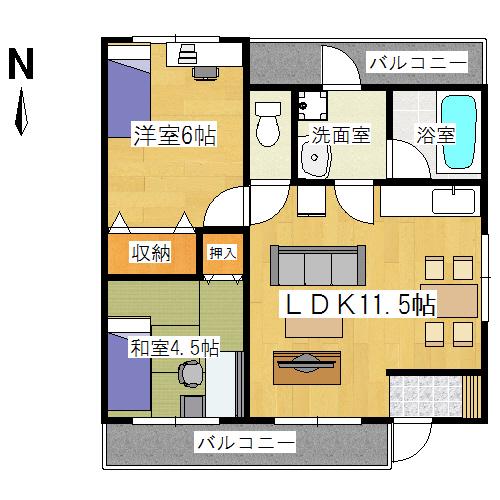 ファミールM(2LDK/3階)の間取り写真