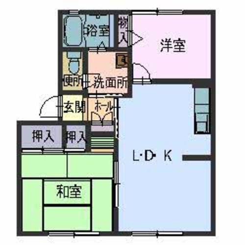 フォーレス城南 B棟(2LDK/1階)の間取り写真