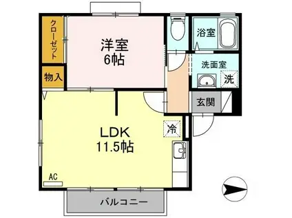 レジデンス香西(1LDK/1階)の間取り写真