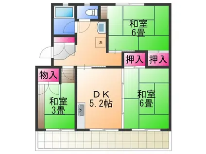 佐野湊団地 2号棟(3DK/5階)の間取り写真