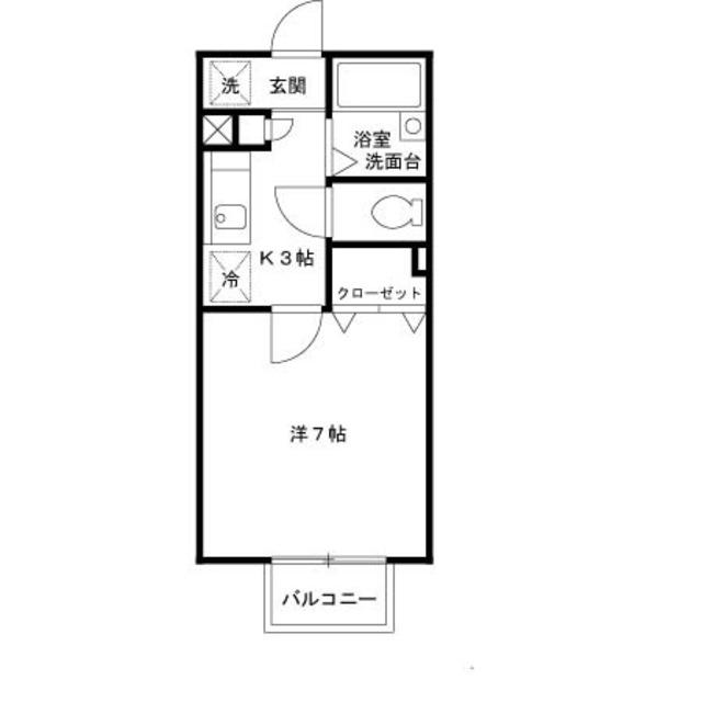 パセオ西之町(1K/2階)の間取り写真
