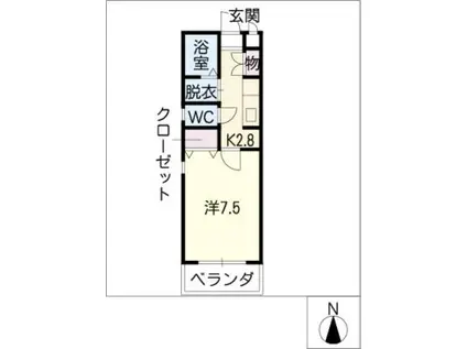 ソフィア宮東(1K/2階)の間取り写真