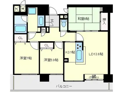 ライオンズマンション桜城(3LDK/9階)の間取り写真
