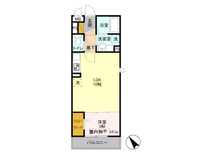 ヘリオス吉川美南 アレス(1LDK/3階)の間取り写真