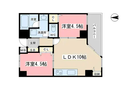 LATTICE HIGASHINO ANNEX(2LDK/4階)の間取り写真