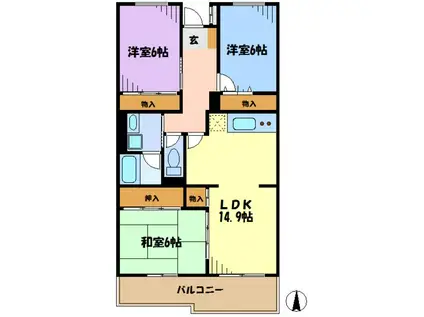 レジデンス新百合ヶ丘(3LDK/3階)の間取り写真