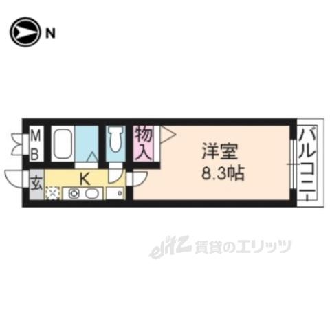 ビクトワール二条(1K/4階)の間取り写真