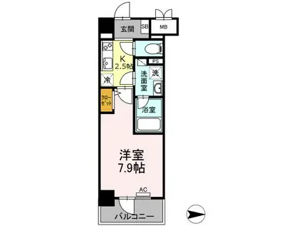 都営三田線 西台駅 徒歩9分 7階建 築4年(1K/3階)の間取り写真