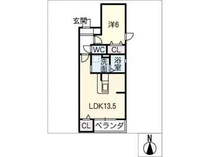 PURIUS若田(1LDK/1階)の間取り写真