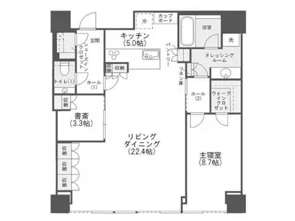 ブリリアタワー堂島(1SLDK/40階)の間取り写真