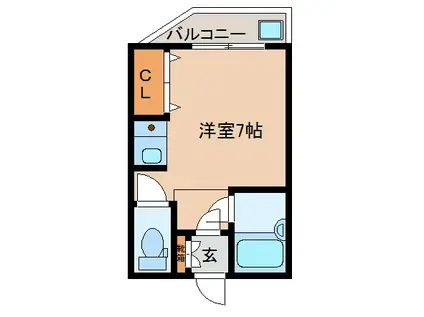 ベルハウス(ワンルーム/2階)の間取り写真