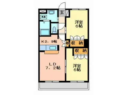 コンフォール山法師(2LDK/1階)の間取り写真