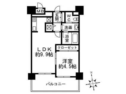 ダイナシティ梅田(1LDK/4階)の間取り写真