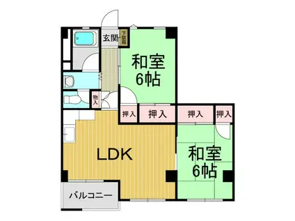 西甲子園ハイツ(2DK/5階)の間取り写真