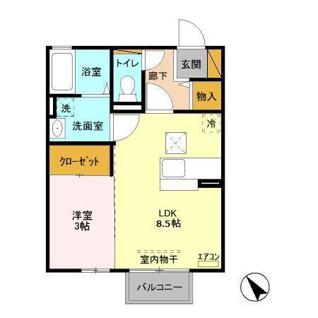 サングリエB(1LDK/1階)の間取り写真