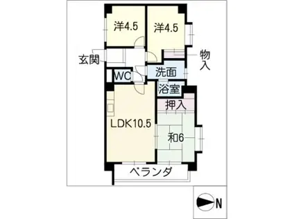 アサヒビル(3LDK/2階)の間取り写真