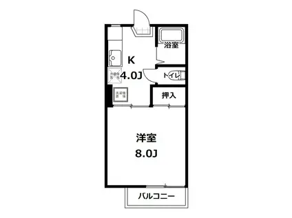 TOJU東石川(1K/2階)の間取り写真