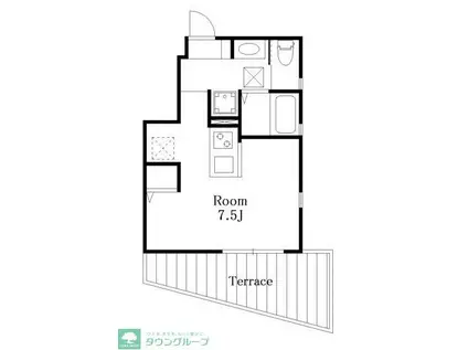 プライムテラス高柳(ワンルーム/1階)の間取り写真