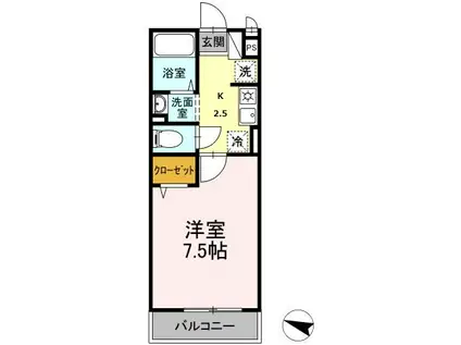 湘南ABSII(1K/2階)の間取り写真