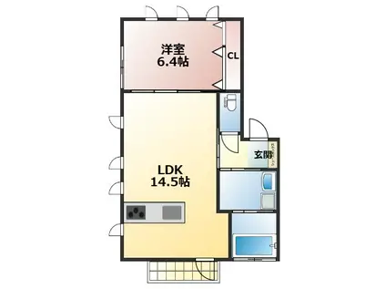 リゾートハイツ嘉瀬中原(1LDK/2階)の間取り写真