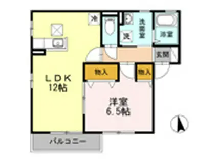 サンメゾン小池D棟(1LDK/1階)の間取り写真