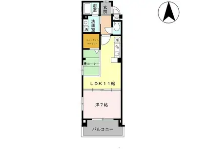 リヴェール(1LDK/2階)の間取り写真