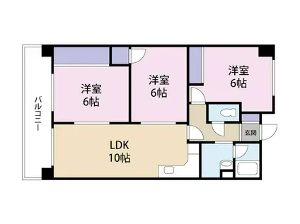 アルゴ西新町(3LDK/4階)の間取り写真