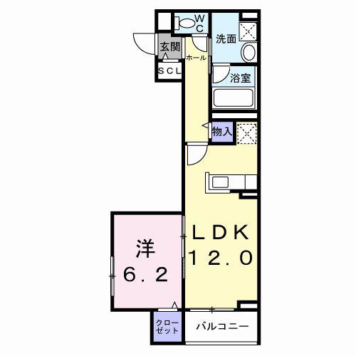 ピュアメゾン美沢(1LDK/4階)の間取り写真