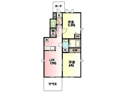 ローズヒルK(2LDK/1階)の間取り写真