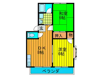 ゆったりポポ C(2DK/3階)の間取り写真