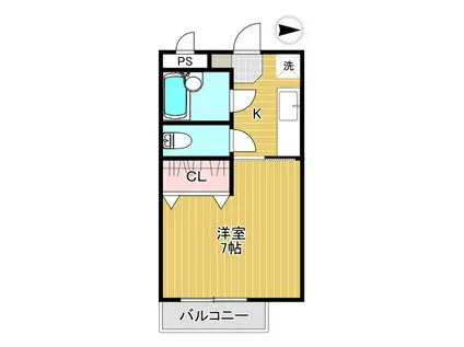 メゾン神明(1K/2階)の間取り写真