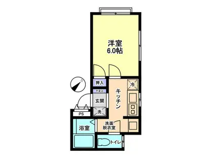 信開セルーラ粟津駅西1(1K/2階)の間取り写真